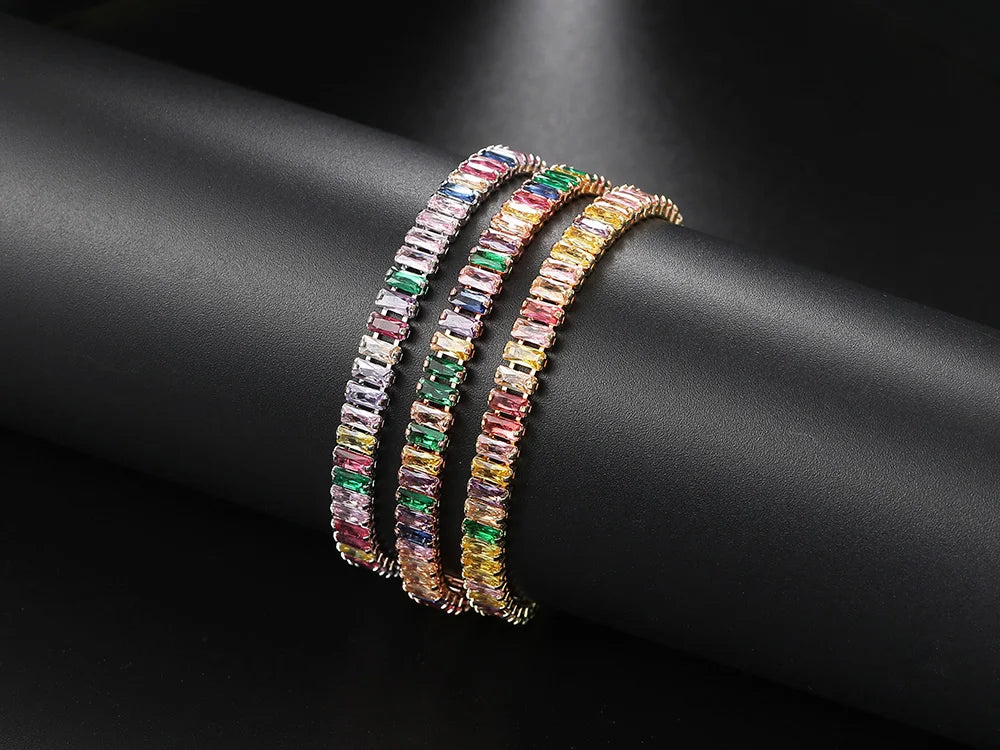 Multicolored gemstone bracelet on a black surface