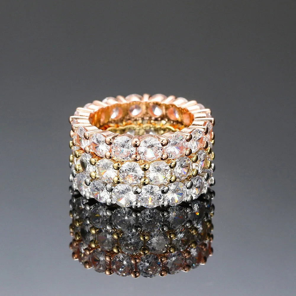 Diamond Ring Trio – Elegant Multi-Color Luxury Set