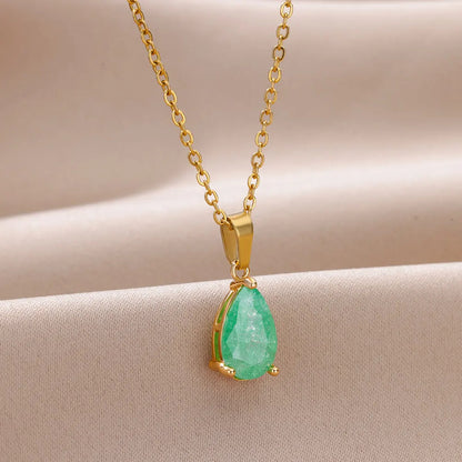 Tear Pendant Necklace in Gold