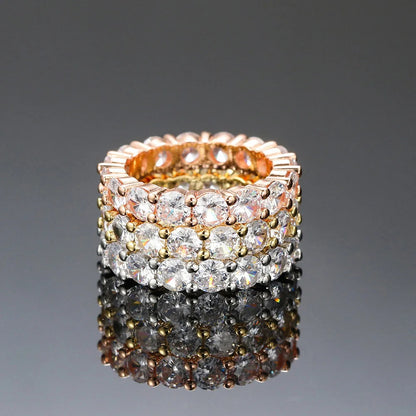 Diamond Ring Trio – Elegant Multi-Color Luxury Set